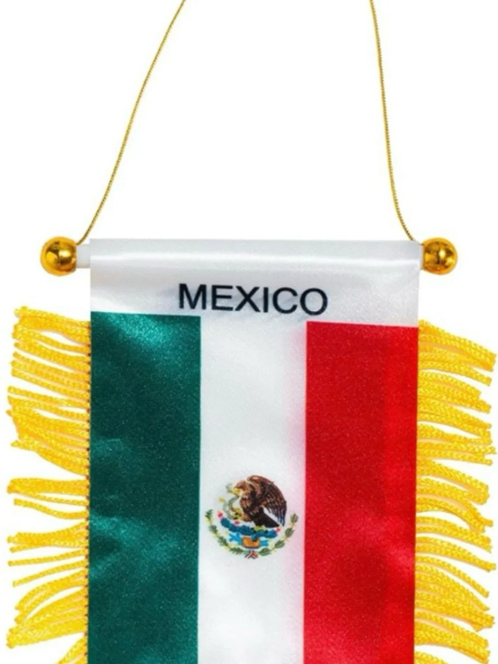 Mexico Mini Banner Car Flag with Gold Fringe - Pack of 2